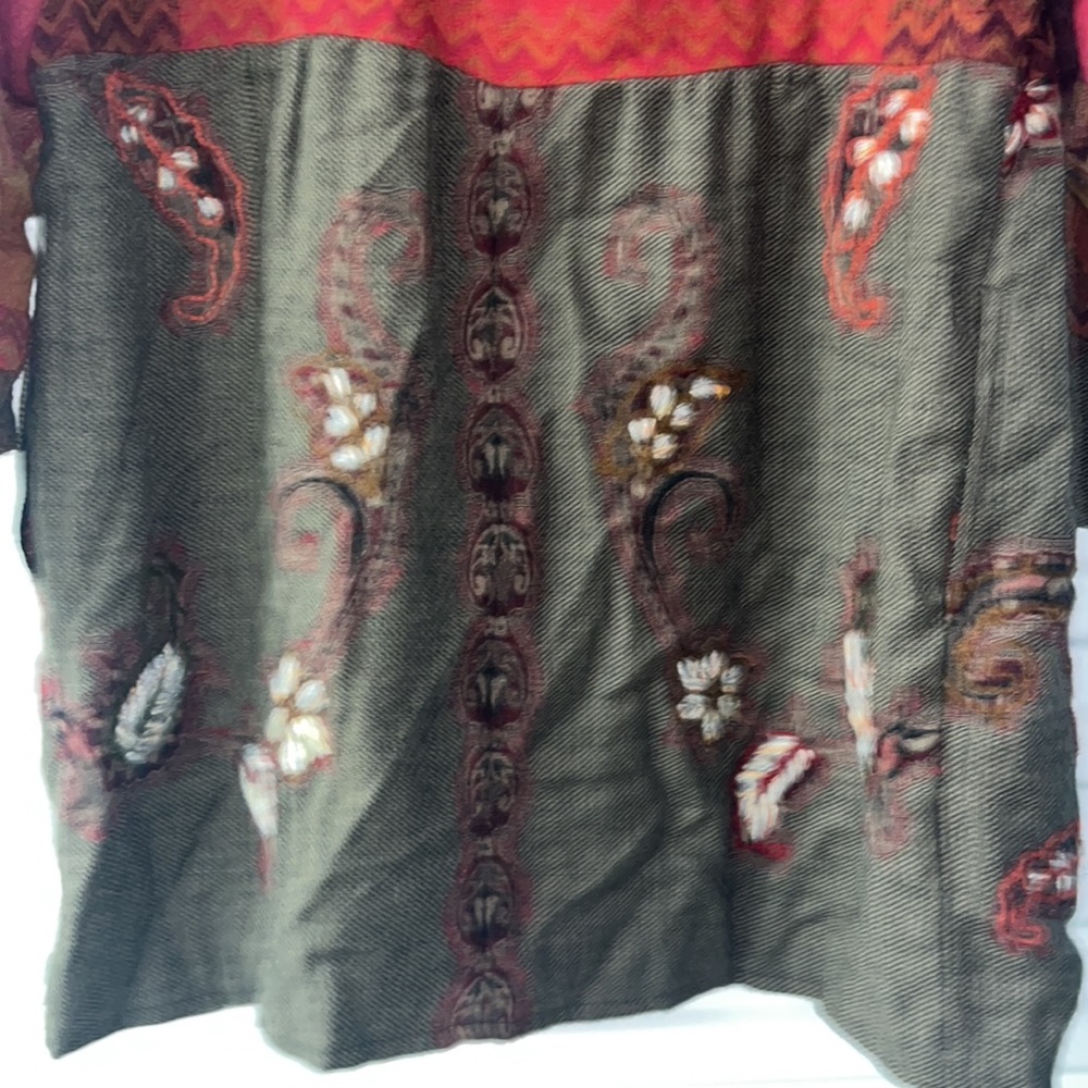 Soft Surroundings Izmir Patchwork Cardigan Jacket Sz Med Brown Embroidery Boho - Picture 6 of 9